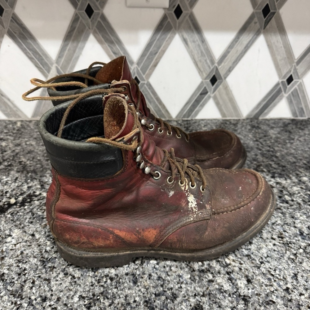 Vintage Red Wing 2204 Moc Toe Boots Mens 10.5 EE Burgundy Leather USA Made